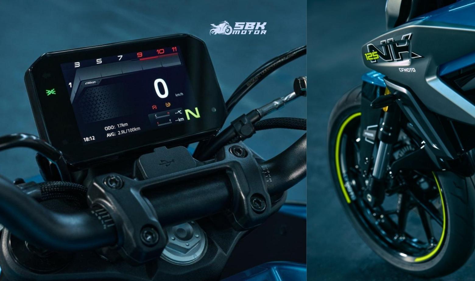 CF MOTO 125NK Teknik Özellikleri Özellik Detaylar Motor Hacmi 125 cc Motor Tipi Tek silindir, 4 zaman, DOHC, 4 supap, sıvı soğutmalı, EFI yakıt sistemli Maksimum Güç 14,5 PS (10,6 kW) @ 10.500 d/d Maksimum Tork 10,2 Nm @ 8.500 d/d Şanzıman 6-ileri manuel (kaydırmalı debriyajlı) Çalıştırma Elektrikli marş Çerçeve Çelik boru (trellis) şasi Arka Salıncak Çift taraflı alüminyum salınım kolu Ön Süspansiyon Ters (USD) çatal, 130 mm hareket mesafesi Arka Süspansiyon Monoşok (ön yük ayarlı), 130 mm hareket mesafesi Ön Fren 292 mm disk, 4 pistonlu radyal kaliper, ABS Arka Fren 220 mm disk, 1 pistonlu kaliper, ABS Lastikler Ön: 110/70 R17 – Arka: 140/60 R17 Ağırlık ~142 kg (dolu ağırlık) Yakıt Kapasitesi 12,5 L Sele Yüksekliği 780 mm Dingil Mesafesi 1360 mm Gösterge 5 inç TFT renkli ekran (Bluetooth bağlantılı) Aydınlatma Tam LED (ön far, arka lamba ve sinyaller) Elektronik Çift kanallı ABS, Çekiş kontrolü (TCS) Diğer Donanım USB güç çıkışı, Kaydırmalı debriyaj, Radyal fren kaliperleri CF MOTO 125NK Teknik Özellikleri Özellik Detaylar Motor Hacmi 125 cc Motor Tipi Tek silindir, 4 zaman, DOHC, 4 supap, sıvı soğutmalı, EFI yakıt sistemli Maksimum Güç 14,5 PS (10,6 kW) @ 10.500 d/d Maksimum Tork 10,2 Nm @ 8.500 d/d Şanzıman 6-ileri manuel (kaydırmalı debriyajlı) Çalıştırma Elektrikli marş Çerçeve Çelik boru (trellis) şasi Arka Salıncak Çift taraflı alüminyum salınım kolu Ön Süspansiyon Ters (USD) çatal, 130 mm hareket mesafesi Arka Süspansiyon Monoşok (ön yük ayarlı), 130 mm hareket mesafesi Ön Fren 292 mm disk, 4 pistonlu radyal kaliper, ABS Arka Fren 220 mm disk, 1 pistonlu kaliper, ABS Lastikler Ön: 110/70 R17 – Arka: 140/60 R17 Ağırlık ~142 kg (dolu ağırlık) Yakıt Kapasitesi 12,5 L Sele Yüksekliği 780 mm Dingil Mesafesi 1360 mm Gösterge 5 inç TFT renkli ekran (Bluetooth bağlantılı) Aydınlatma Tam LED (ön far, arka lamba ve sinyaller) Elektronik Çift kanallı ABS, Çekiş kontrolü (TCS) Diğer Donanım USB güç çıkışı, Kaydırmalı debriyaj, Radyal fren kaliperleri