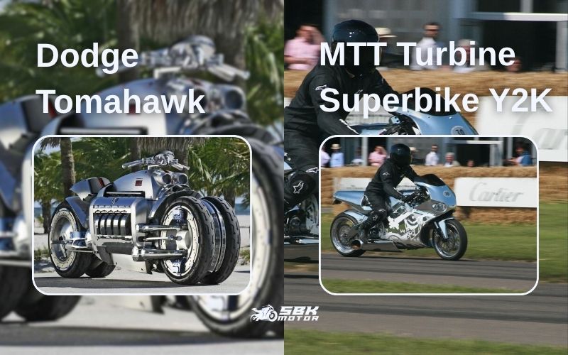 3. Dodge Tomahawk  Maksimum hız: 480 km/h (teorik) Motor: V10 (otomobil motoru)  Teknik olarak bir motosiklet olsa da, pratik kullanım açısından oldukça farklı bir yapıya sahiptir. Seri üretim ve günlük kullanım açısından değerlendirilmez.  4. MTT Turbine Superbike Y2K  Maksimum hız: ~370 km/h Motor: Helikopter türbin motoru  Dünyanın en ilginç motosikletlerinden biri olan bu model, jet motoru ile çalışır. Oldukça sınırlı sayıda üretilmiştir.