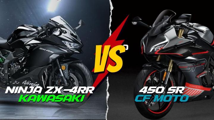 Kawasaki Ninja 4RR ABS vs CF MOTO 450 SR Karşılaştırması : GÜÇ 79.1hp  50hp  TORK 76.4nm.  39nm.  MOTOR HACMİ 400cc  450cc, AĞIRLIK 188kg  152kg  FREN Çift 290  - SBK MOTOR