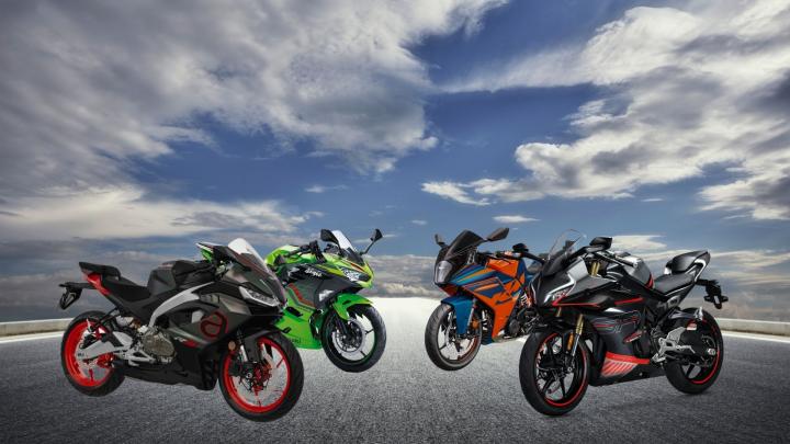 The Aprilia RS457 stands out with its performance and next-generation chassis.  The KTM RC390 distinguishes itself with its hardware features and suspensions.  The Kawasaki Ninja 400 excels in terms of price, brand reliability, and post-sales dependability.  The CF Moto 450SR takes the spotlight with its design, aesthetics, and brakes.