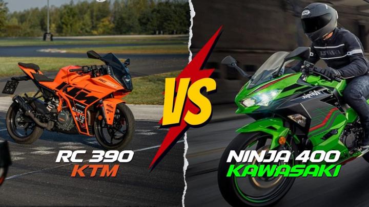 KTM RC 390 vs KAWASAKI NINJA 400 Karşılaştırması : GÜÇ 44hp  45hp  TORK 35nm.  37.2nm., FREN Ön ve Arka ABS  ÖN 310 mm petal diskler. Tek dengeli çalıştırma çif - SBK MOTOR