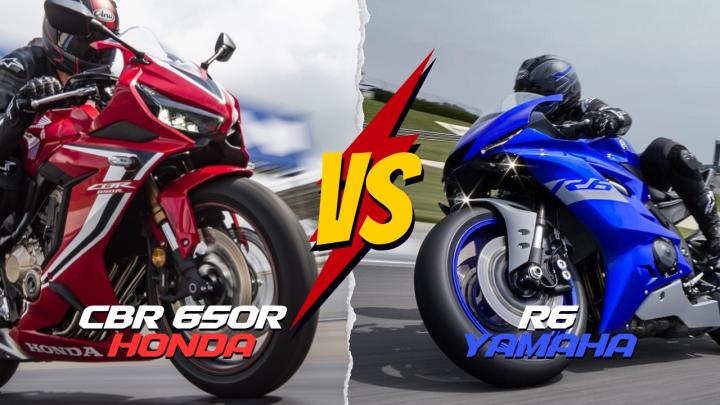 Honda CBR650R vs Yamaha R6 Karşılaştırması : GÜÇ 95.1hp  124hp  TORK 63nm.  65.7nm.  MOTOR HACMİ 650cc  600cc, AĞIRLIK 208kg  172kgSELE 81cm  83.5cm  LASTİK Ön  - SBK MOTOR