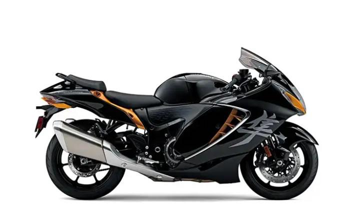 Suzuki Hayabusa Modello di motocicletta Specifiche: Coppia:155nm., Potenza:197hp, Peso:264, Velocità massima:360, Capacità serbatoio: 20, Consumo carburante: 8, Numero cilindri:4, Numero valvole: 8