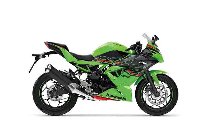 Kawasaki Ninja 125 Modello di motocicletta Specifiche: Coppia:11.7nm., Potenza:15hp, Peso:148, Velocità massima:130, Capacità serbatoio: 11, Consumo carburante: 3, Numero cilindri:1, Numero valvole: 4