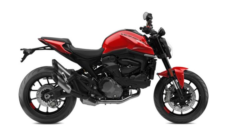 Ducati Monster Plus Modello di motocicletta Specifiche: Coppia:93nm., Potenza:111hp, Peso:188, Velocità massima:240, Capacità serbatoio: 14, Consumo carburante: 5.2, Numero cilindri:2, Numero valvole: 8