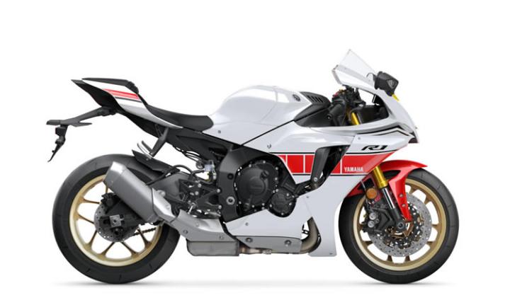 Yamaha R1 World GP 60th Anniversary Modello Motocicletta Caratteristiche: Coppia:113.3nm., Potenza:200hp, Peso:201, Velocità Massima:350, Capacità Serbatoio: 17, Consumo: 6.8, Numero Cilindri:4, Numero Valvole: 16