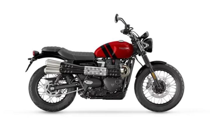 TRIUMPH Scrambler 900 Modello di motocicletta Specifiche: Coppia:80nm., Potenza:65hp, Peso:223, Velocità massima:200, Capacità serbatoio: 12, Consumo carburante: 4.3, Numero cilindri:2, Numero valvole: 8