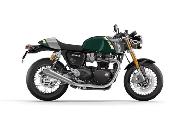TRIUMPH Thruxton RS Modello di motocicletta Specifiche: Coppia:112nm., Potenza:105hp, Peso:197, Velocità massima:240, Capacità serbatoio: 14.5, Consumo carburante: 5, Numero cilindri:2, Numero valvole: 8