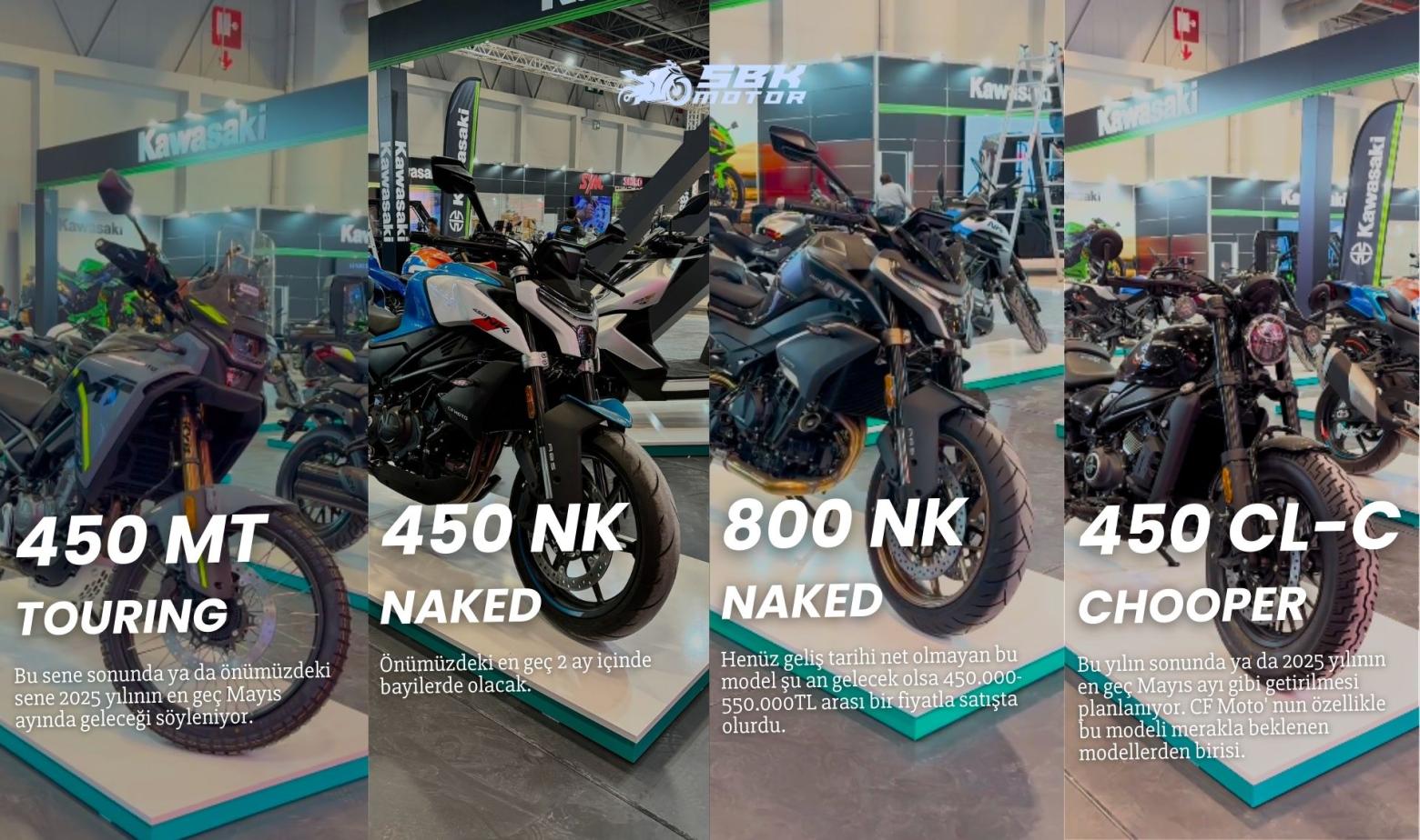 2024 Motobike Fuarında CF MOTO Yeni Modelleri Tanıtıldı | 450NK, 450MT, 450CL-C, 800NK 2024 Motobike fuarında eski ve yeni markalarla birlikte yeniliklere yetişemiyor olduk. Bu seneki fuara gelmeye tenezzül bile etmeyen sanırım paraya doyan, biz zaten satıyoruz bu ülkede diyerek fuara katılmayan markaların yanı sıra hem ülkemizde güzel satış rakamları elde edip hem de fuara gelip bakın biz yesyeni modellerle bu ülkede güzel şeyler yapmaya devam edeceğiz diyen markalarla dolu. Bu markalardan biri de özellikle son yıllarda her sene üstüne koya koya giden CF Moto oldu…